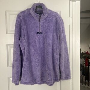 Lauren James Prep Tec Purple Sherpa Warm Fuzzy Long Sleeve Half Zip Jacket